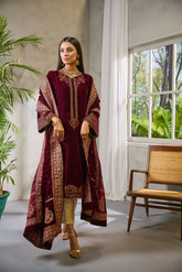 DD-0884 MAROON VELVET SHAWL